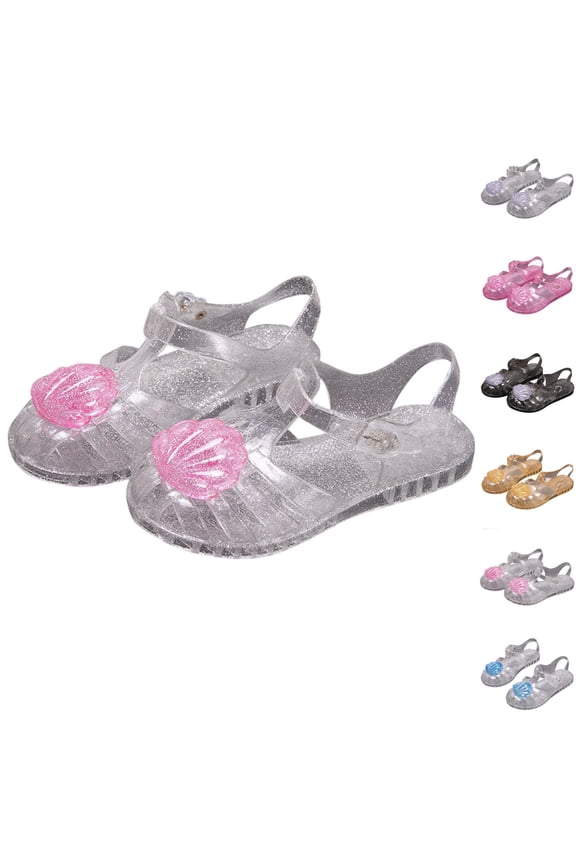 Girl's Sandals Roman Style Shell Design Jelly Breathable Hollow Out Beach Shoes
