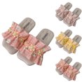 thumbnail image 1 of YHAJDS Girl's Slippers Ruffle Trim Japanese Princess Style Non Slip Indoor Beach Slides, 1 of 4