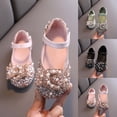 thumbnail image 1 of YHAJDS Girls Bow Pearl Rhinestone Mary Jane Flats Sequin Ballet Princess Shoes, 1 of 5