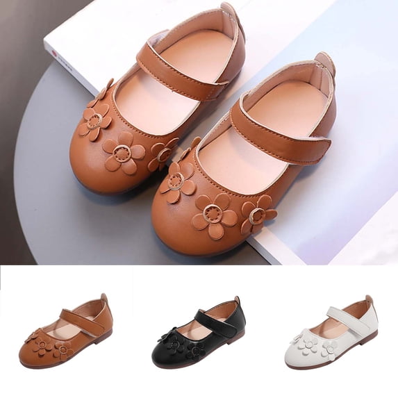 YHAJDS Girls Flower Flats Solid Color Soft Sole Princess Sandals Casual Shoes