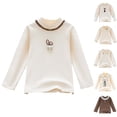 thumbnail image 1 of YHAJDS Girls Graphic Print Tee Fan Print Brushed Lantern Long Sleeve Crewneck Blouse Winter Warm, 1 of 6