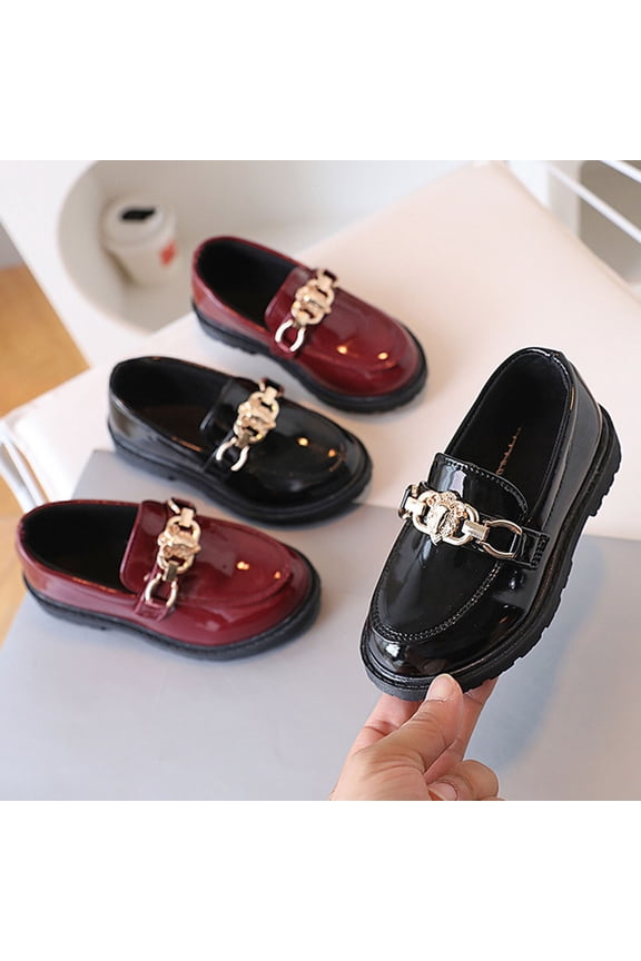 Girls Loafers Low Heel Solid Color Soft Sole Princess Casual Shoes