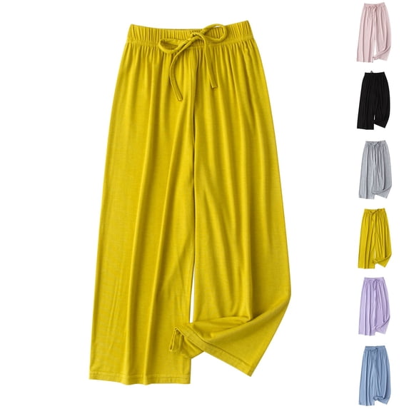 YHAJDS Girls Modal Wide Leg Pants Solid Cool Feel Buggy Trousers for Summer