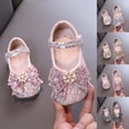 thumbnail image 1 of YHAJDS Girls Pearl Rhinestone Bow Mary Jane Flats Elastic Sequin Ballet Shoes, 1 of 5