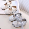 thumbnail image 1 of YHAJDS Girls Rhinestone Bow Princess Shoes Rubber Sole Soft Comfort Flats Kids, 1 of 5