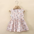thumbnail image 1 of YHAJDS Girls Short Sleeve Dress Floral Print Round Neck Casual Summer Sleeveless Style, 1 of 3