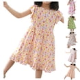 thumbnail image 1 of YHAJDS Girls Short Sleeve Dress Floral Print Ruffle Hem Casual Summer Princess Top, 1 of 3