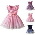 thumbnail image 1 of YHAJDS Toddler Girls Casual Sundress Floral Print Flutter Sleeve Elastic Waist Summer Dress, 1 of 3