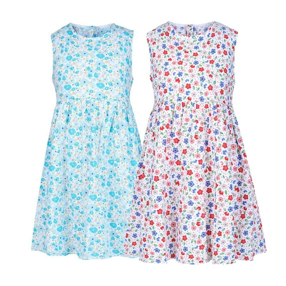 YHAJDS Girls Sleeveless Dress Solid Color Summer Princess Casual Toddler for 1-6 Years