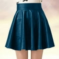 thumbnail image 1 of YHAJDS Girls Solid Color High Waist Faux Leather Pleated Skirt Dance Skirts for Kids Age 3-12, 1 of 4