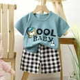 thumbnail image 1 of YHAJDS Infant 2 Piece Summer Outfit Short Sleeve Bear Print T Shirt Shorts, 1 of 3