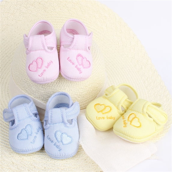 YHAJDS Infant Baby First Walking Shoes Heart Print Soft Sole Breathable Non Slip for Baby 0-12 Months