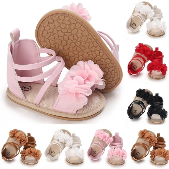 YHAJDS Baby Summer First Walkers Rose Print Flat Soft Sole Breathable Sandals for Infant Baby Girl 6-12 Months