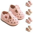 thumbnail image 1 of YHAJDS Infant Squeaky Shoes Leather Upper Hook Loop Non Slip Breathable Soft Sole First Walker for Baby Girl, 1 of 3