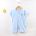 thumbnail image 1 of YHAJDS Infants Baby Boy Girl Romper Short Sleeve Solid Color Print Cotton Bodysuit Summer Newborn Jumpsuit Outfit, 1 of 3