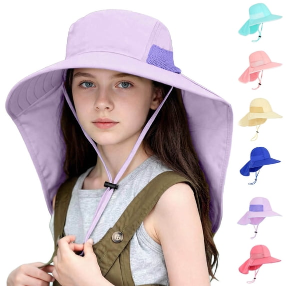 YHAJDS Kid Fishing Safari Hat Wide Brim Breathable UPF 50+ Summer Outdoor Beach Cap