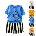 thumbnail image 1 of YHAJDS Kids 2 Piece Outfit Short Sleeve Round Neck Print T Shirt with Shorts Summer, 1 of 5