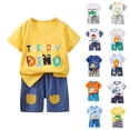 thumbnail image 1 of YHAJDS Unisex Girls Boys 2 Piece Outfits Cotton Short Sleeve Round Neck Top Shorts Set, 1 of 3