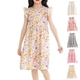 thumbnail image 1 of YHAJDS Little Kids Girls Vacation Dress Print Flutter Sleeve Summer Casual Sundress, 1 of 5