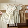 thumbnail image 1 of YHAJDS Kids Girls Short Sleeve Dress Polka Print Ruffle Sundress, 1 of 3