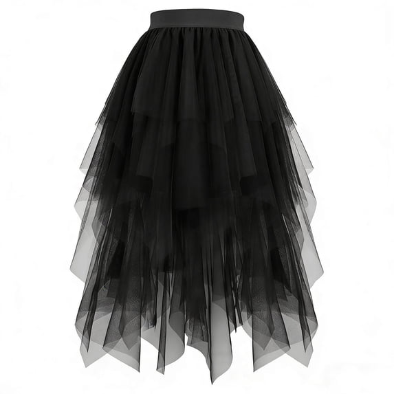 YHAJDS Kids Girls Skirt Solid Color Net Long Skirt High Waist Layered Tutu Japanese Style Summer Age 4-15
