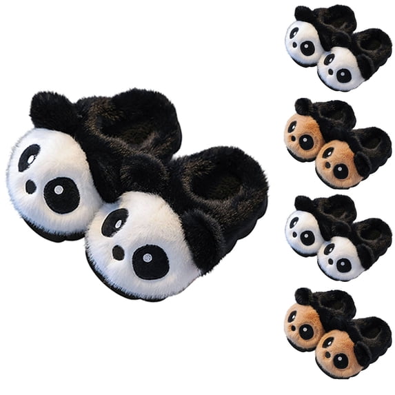 YHAJDS Kids Panda Slippers Fleece Lined Warm Plush Non Slip Indoor Shoes for Boys Girls