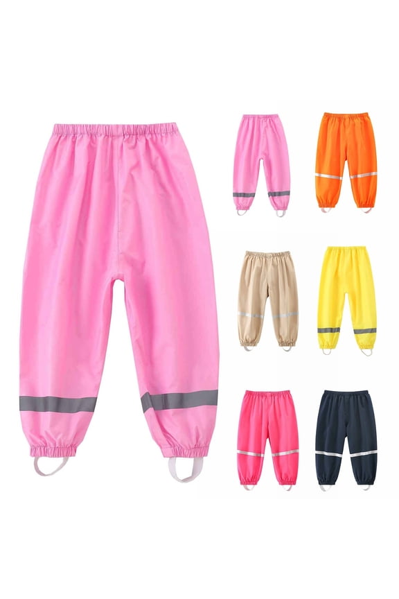 Kids Rain Pants Solid Waterproof Lightweight Outdoor Splash Pants for Play