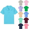 thumbnail image 1 of YHAJDS Kids Short Sleeve Down Shirt Solid Color Casual Collared Summer Tee Tops, 1 of 3