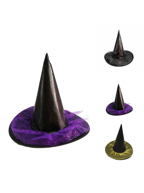 Kids Witch Hat Solid Color Cone Hat Halloween Party Favor Costume