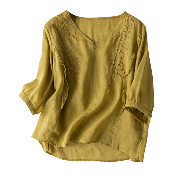 YHAJDS Lace Tops for Women Women's Summer Tops Trendy V Neck Embroidered Mesh Short Sleeve Crochet Blouse Dressy Casual Wear