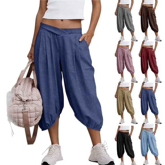 YHAJDS Ladies Shorts Solid 7 Inches Loose Casual Everyday Summer Essential Hot Weather