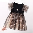 thumbnail image 1 of YHAJDS Little Girl Short Sleeve Puff Dress Star Print Sequin Mesh Tutu Style, 1 of 5