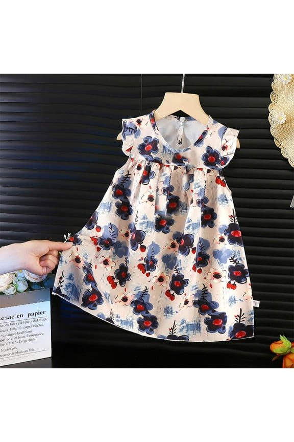 Little Girl Sleeveless Dress Character Print Casual Top