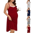 thumbnail image 1 of YHAJDS Maternity Nursing Dresses Breastfeeding Lace V Neck Spaghetti Strap Homewear Nightgown, 1 of 5