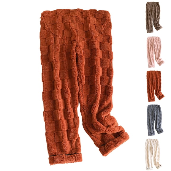 YHAJDS Maternity Pants High Waist Over The Belly Solid Color Fleece Lined Loose Wide Leg Pants