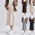 thumbnail image 1 of YHAJDS Maternity Solid Color Thickened Half Midi Skirt Loose Belly Support Mid Calf Skirt, 1 of 5