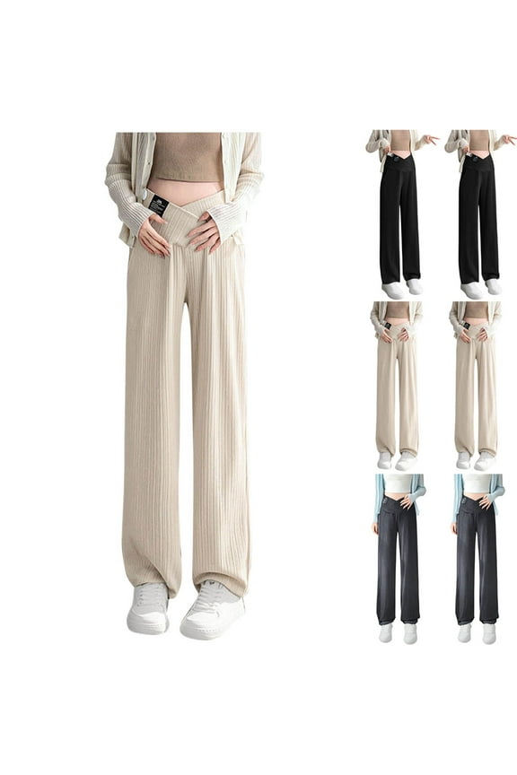 Maternity Women's Straight Leg Jeans High Waist Over The Belly Loose Wide Leg Spring Summer Pants