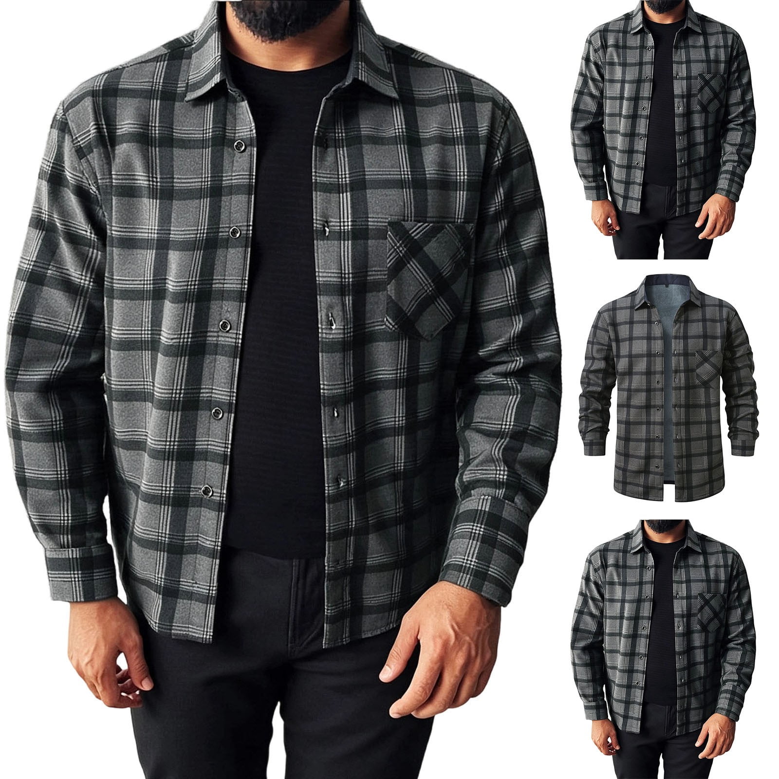 Styling Plus Men Fall YHAJDS Men Fall Coat Plaid Fleece Relaxed Street Style Casual Outer ...