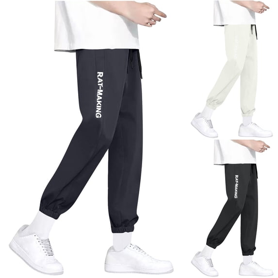 YHAJDS Men Loose Sweatpants Drawstring Elastic Waist Casual Sport Bottoms