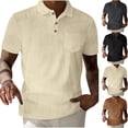 thumbnail image 1 of YHAJDS Men Casual Short Sleeve Polo Shirts Button Down Collared Solid Color Summer, 1 of 5