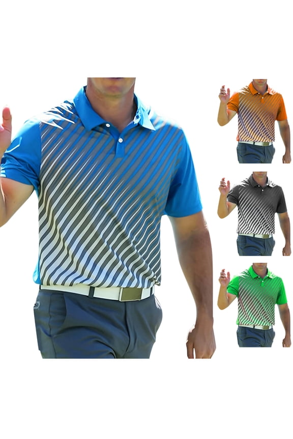 Men Zip Print Sport Jersey Short Sleeve Collared Summer Baseball Top