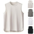 thumbnail image 1 of YHAJDS Men's Fitness Tank Top Crew Neck Solid Color Sleeveless Athletic Gym Casual Shirt, 1 of 3