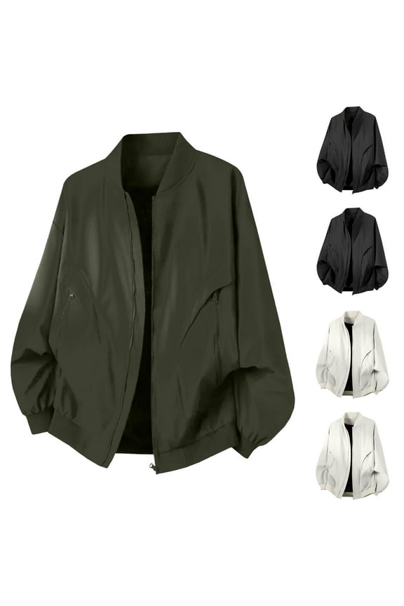 Men's Winter Casual Coat,Casual Jackets for Men Men Coats and Jackets Solid Color Crew Neck Jacket for Men Long Sleeve Fashion Casual Cargo Style Workwear Jacket