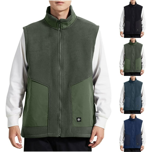 YHAJDS Men's Winter Casual Coat,Men Cardigan Jacket Casual Jackets for Men Men Coats and Jackets Sleeveless Non Hooded Stand Collar Multi Pocket Jacket