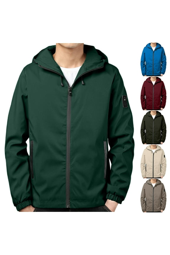 Men's Winter Casual Coat,Outwear Interchange Jacket Men Coats and Jackets Solid Color Detachable Hood Zipper Pocket Fleece Liner Windproof Waterproof Outerwear