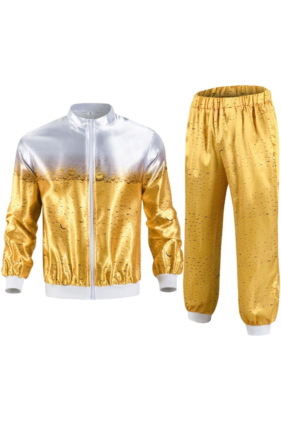 Men's Winter Casual Set,Men Outfit Sets 2 Piece Sets for Fun Mens Fall Winter Outfit Sets Long Sleeve Print Top and Pants Set for Casual Hip Hop Party Daily Wear