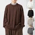 thumbnail image 1 of YHAJDS Men's Winter Casual Sweaters,Men's Sweater Casual Sweaters for Men Mens Long Sleeve Sweater Solid Color Winter Thickened Long Sleeve Crew Neck Texture Warm Stretch Knitted Pullover, 1 of 4