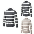 thumbnail image 1 of YHAJDS Men's Winter Casual Sweaters,Mens Button Down Sweater Casual Sweaters for Men Striped Solid Color Thick Warm Half High Neck Long Sleeve Knitted Top with Button Pocket, 1 of 3