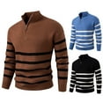 thumbnail image 1 of YHAJDS Men's Winter Casual Sweaters,Mens Sweaters with Zippers Knitted Sweater Men Stripe Print Warm Winter Long Sleeve Elastic Stand Collar Half Zip Casual Sweater, 1 of 4