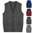 thumbnail image 1 of YHAJDS Men's Winter Casual Sweaters,Sleeveless Sweater Men Cardigan Sweaters for Men Solid Color Button Down Knitted Elastic Warm Winter Casual Knitwear Sleeveless Top, 1 of 3